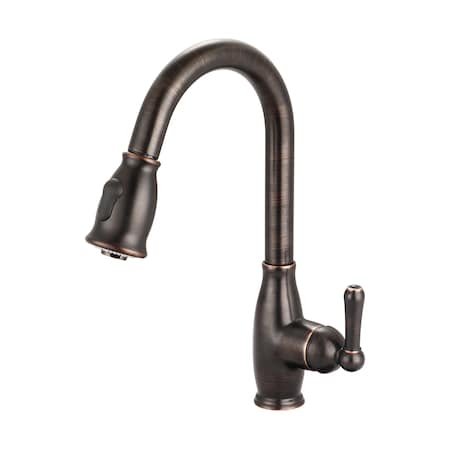 Olympia Faucets Single Handle Pull-Down Kitchen Faucet, Compression Hose, Bronze, Number of Holes: 1 or 3 K-5040-MZ